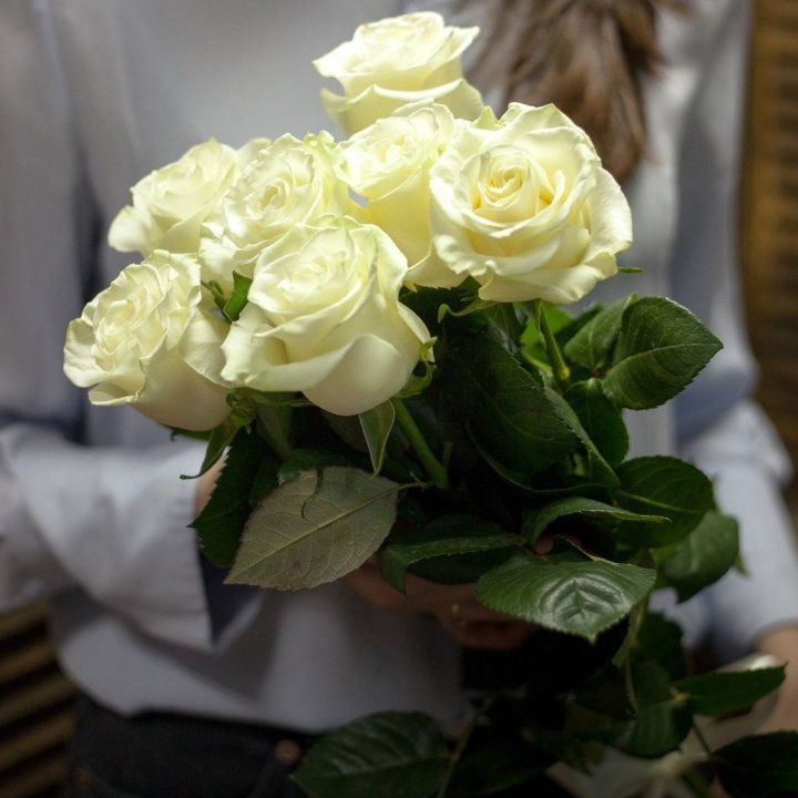 7 белых роз в Нью-Джерси